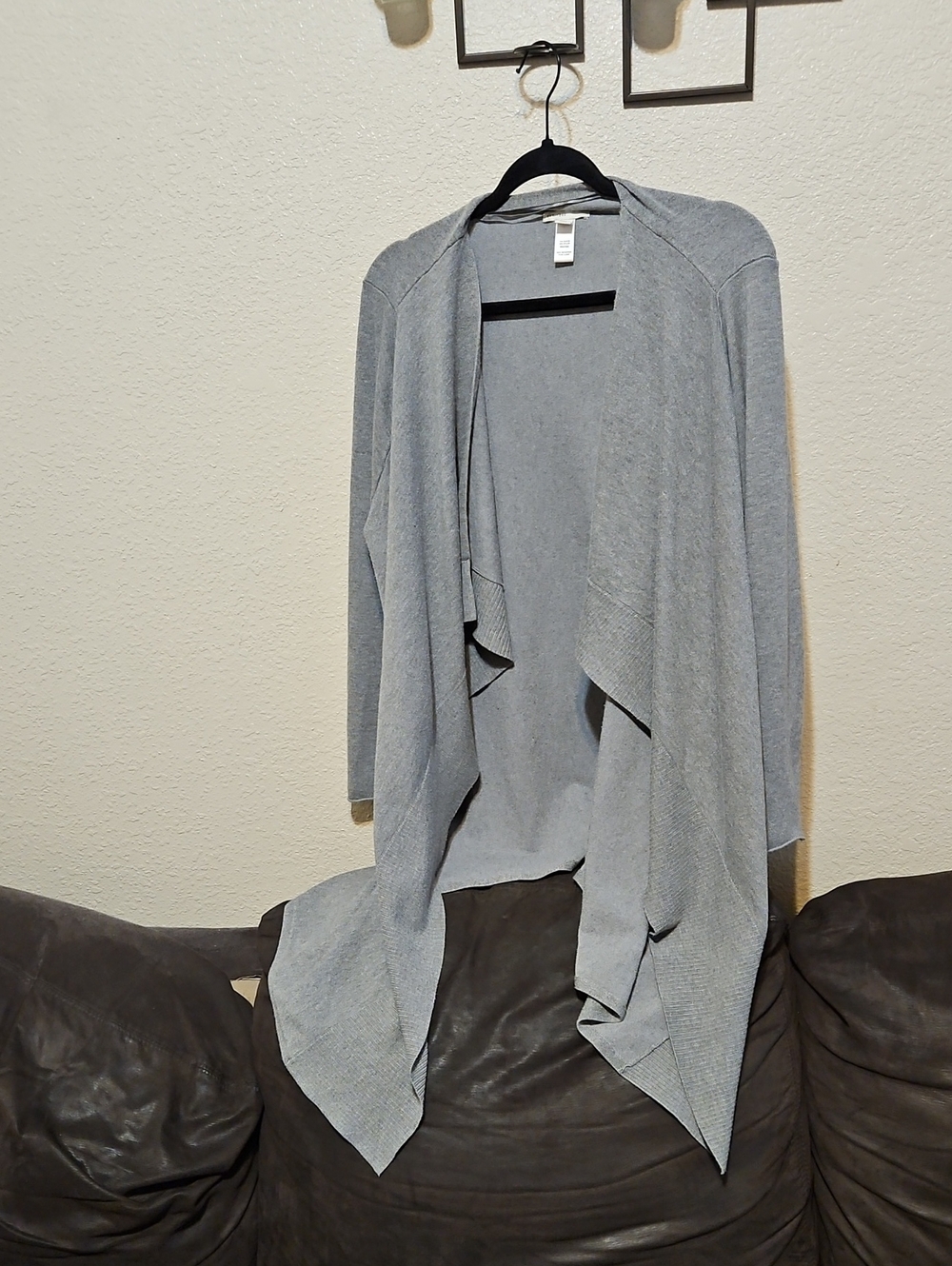 Open-Front Draped Cardigan in Light Gray